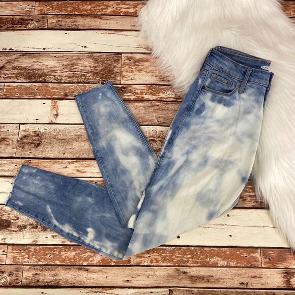 Old Navy Women's Rockstar Super Skinny Jeans Sz 2 High Rise Raw Hem Acid Grunge - Picture 1 of 7